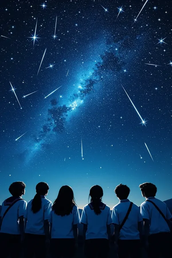 此间少年剧集封面：夜空下仰望流星的校园少年